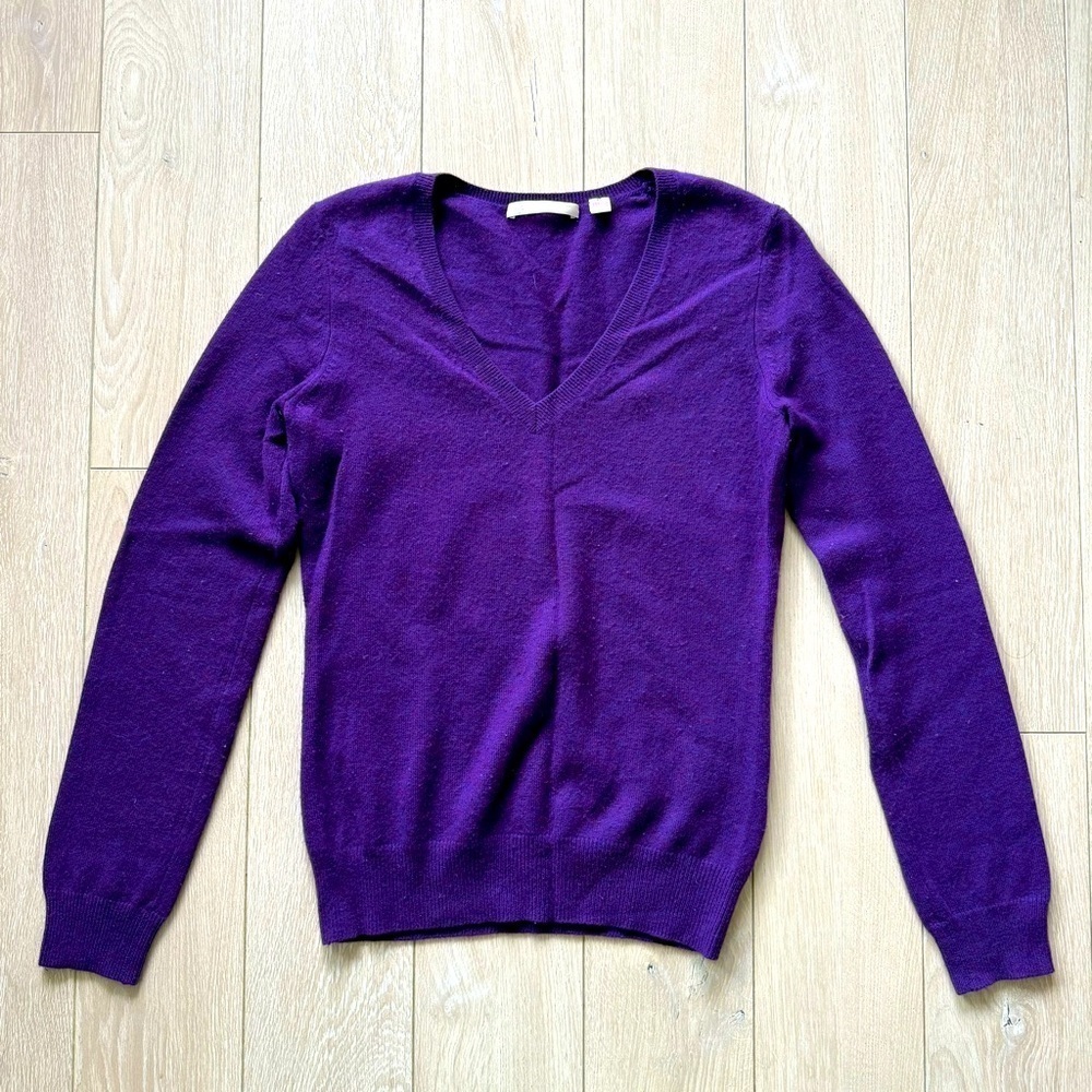 Uniqlo 100% Cashmere V-Neck Sweater in Purple Heather Women’s Size XS